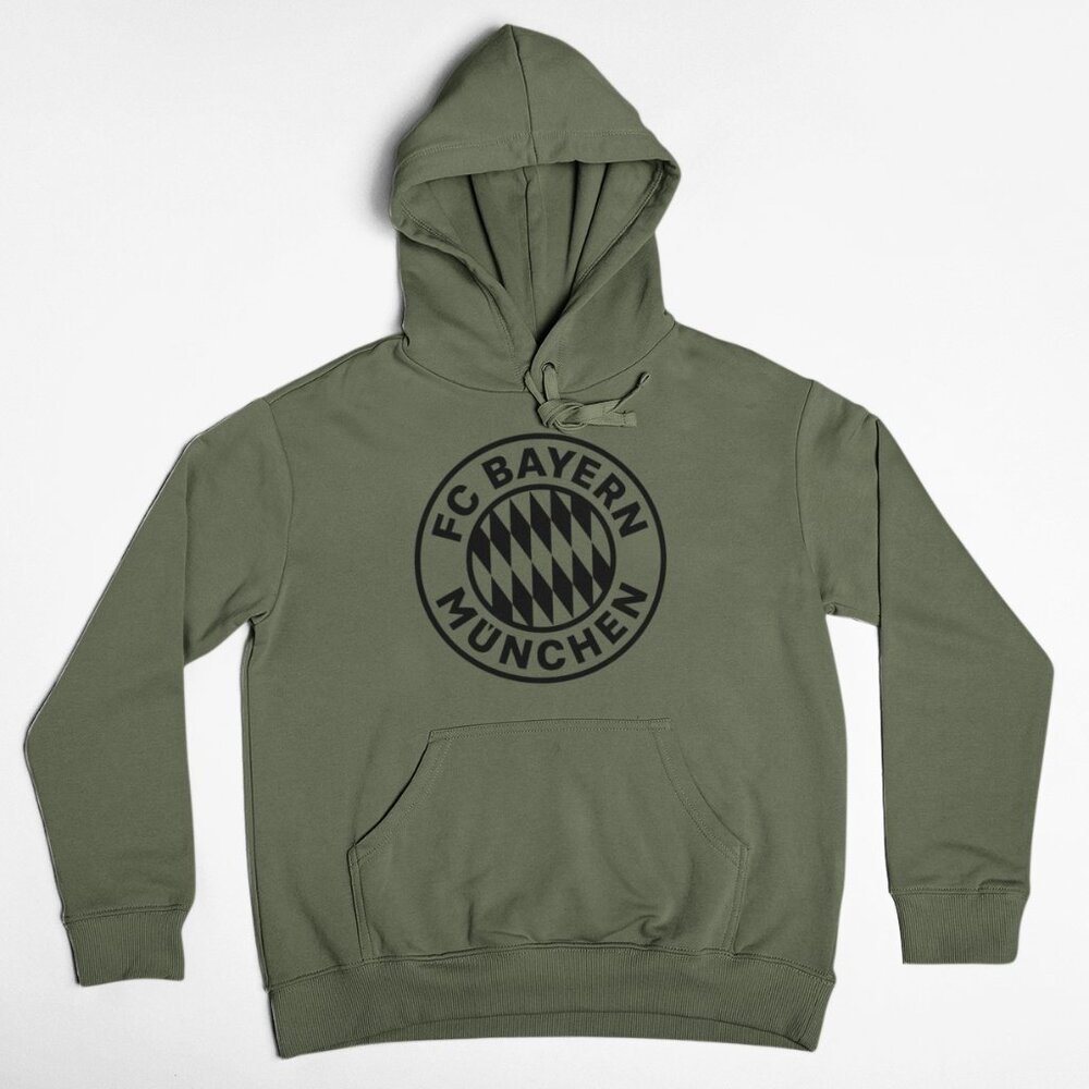 NEW Bayern Munich Big Logo Pullover Fleece Hoodie MILITARY ARMY GREEN
